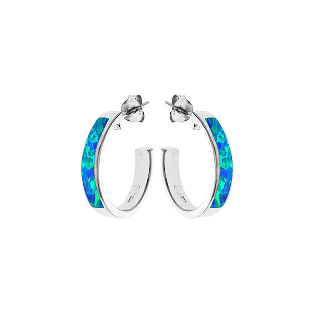 Diana square profile blue opal huggies