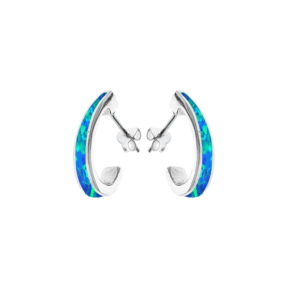 Diana tapered blue opal huggies