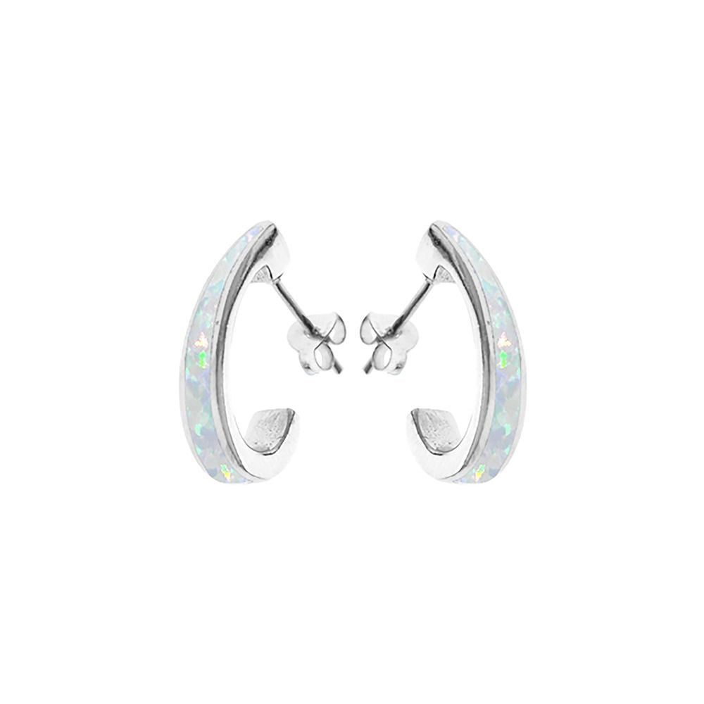 Diana tapered white opal huggies