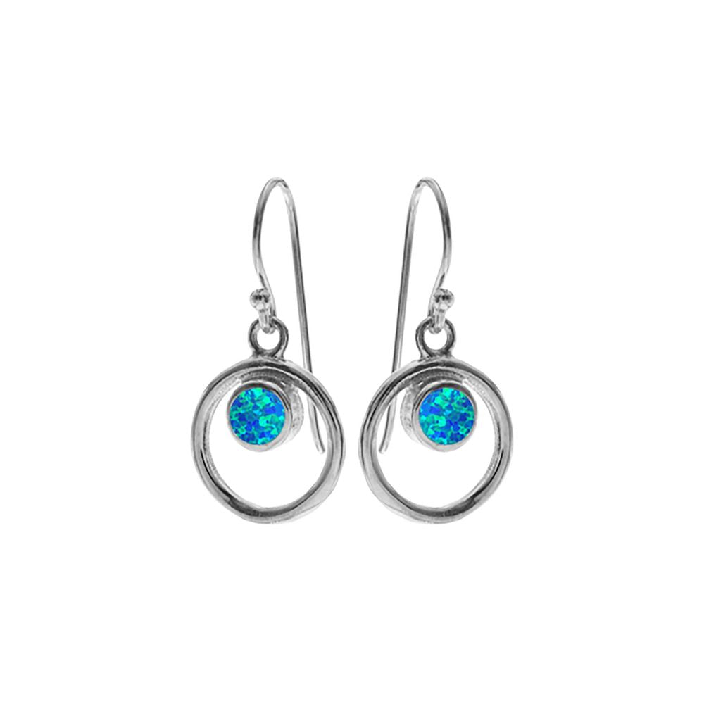 Antoinette round blue opalique hoops
