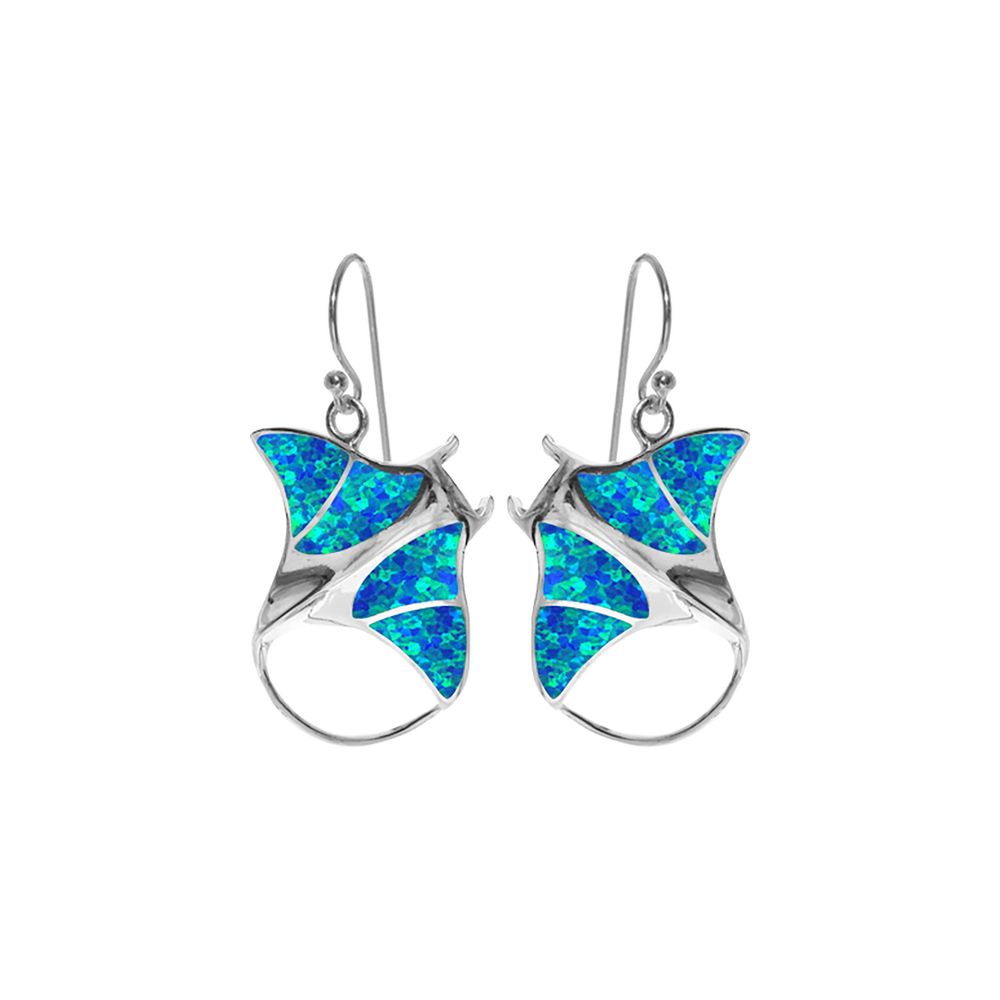 Ana blue opal manta ray earrings