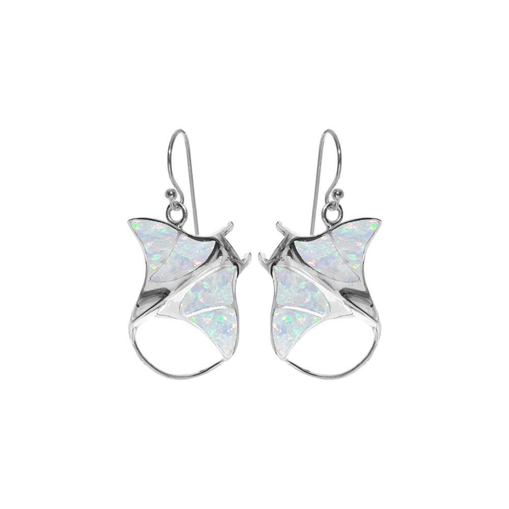 Ana white opal manta ray earrings