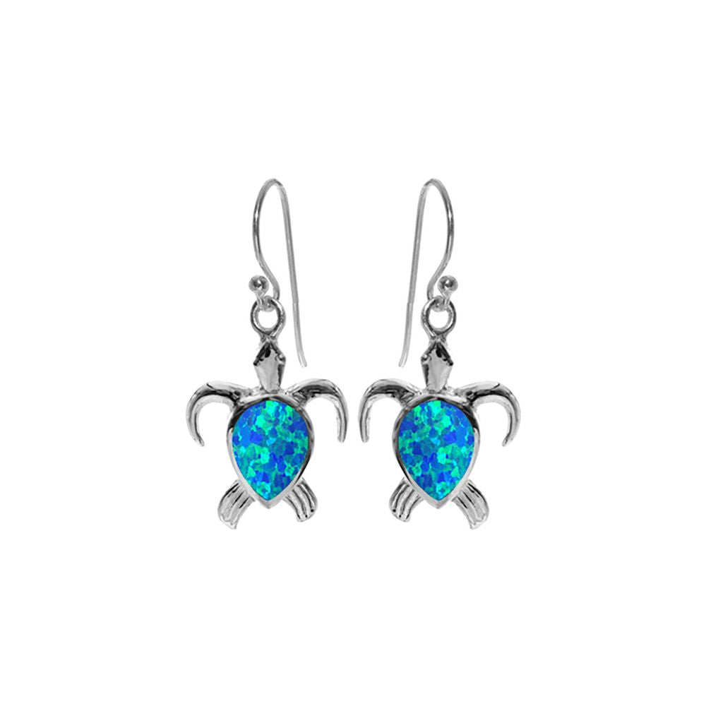 Ana blue opal turtle earrings