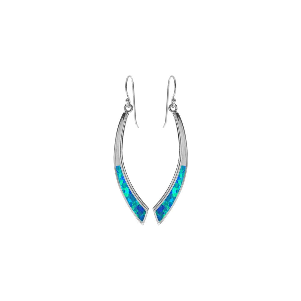 Diana long curved blue opalique earrings
