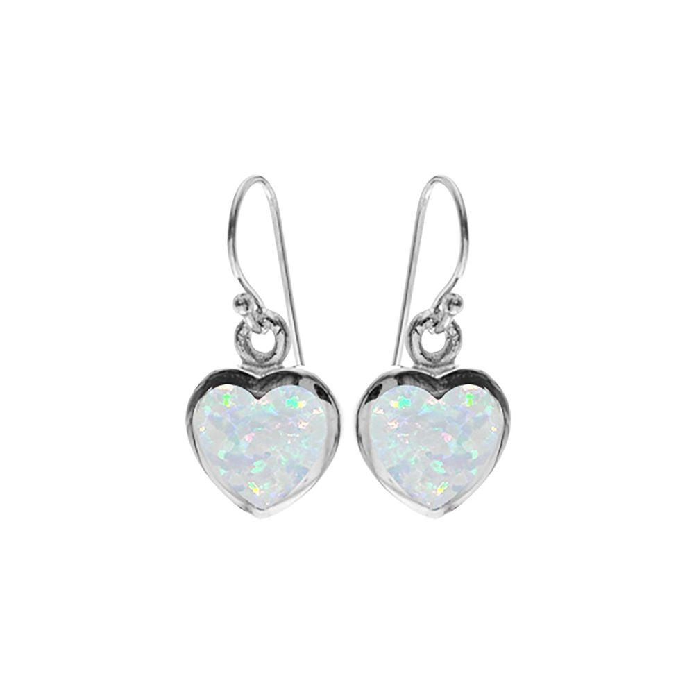 Diana white opal medium heart earrings