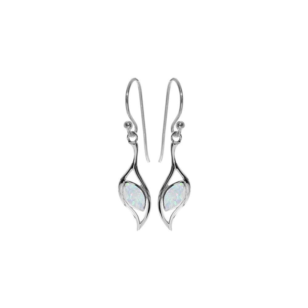 Antoinette open leaf marquis white opalique earrings