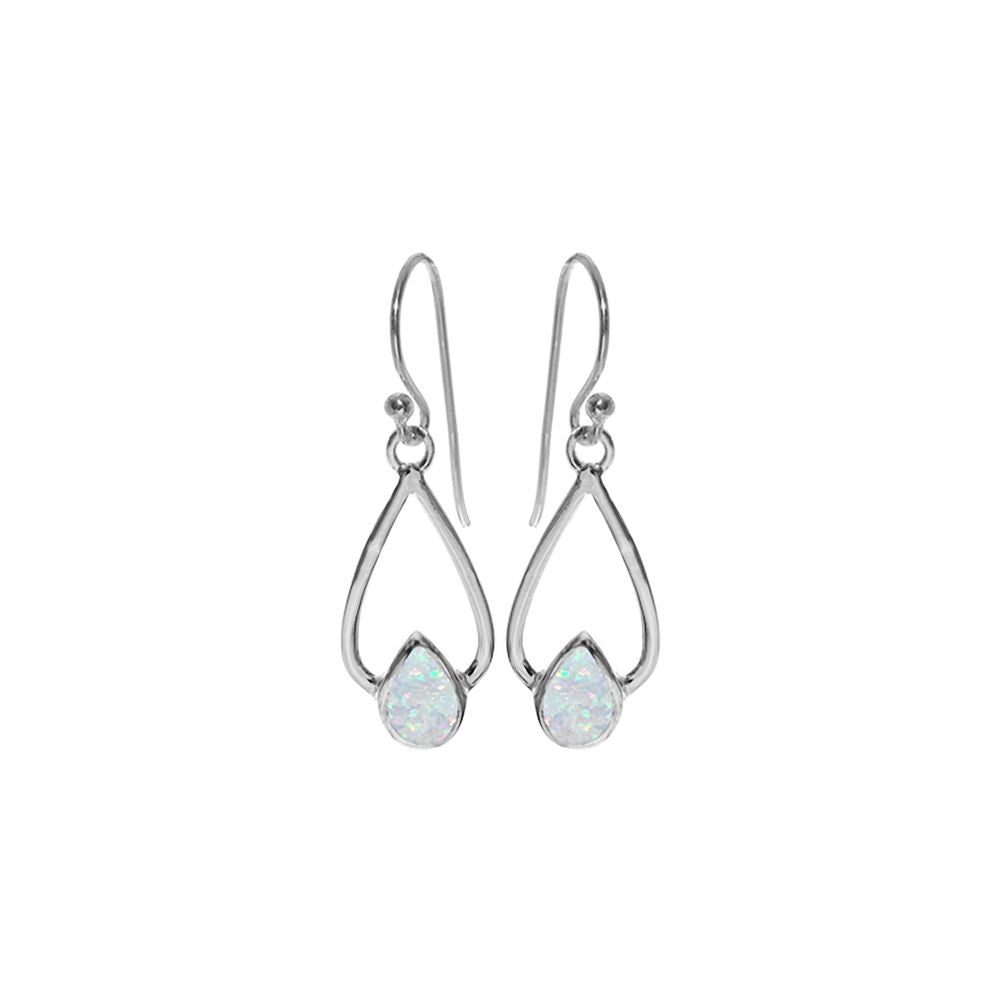 Antoinette teardrop white opalique open teardrop earrings