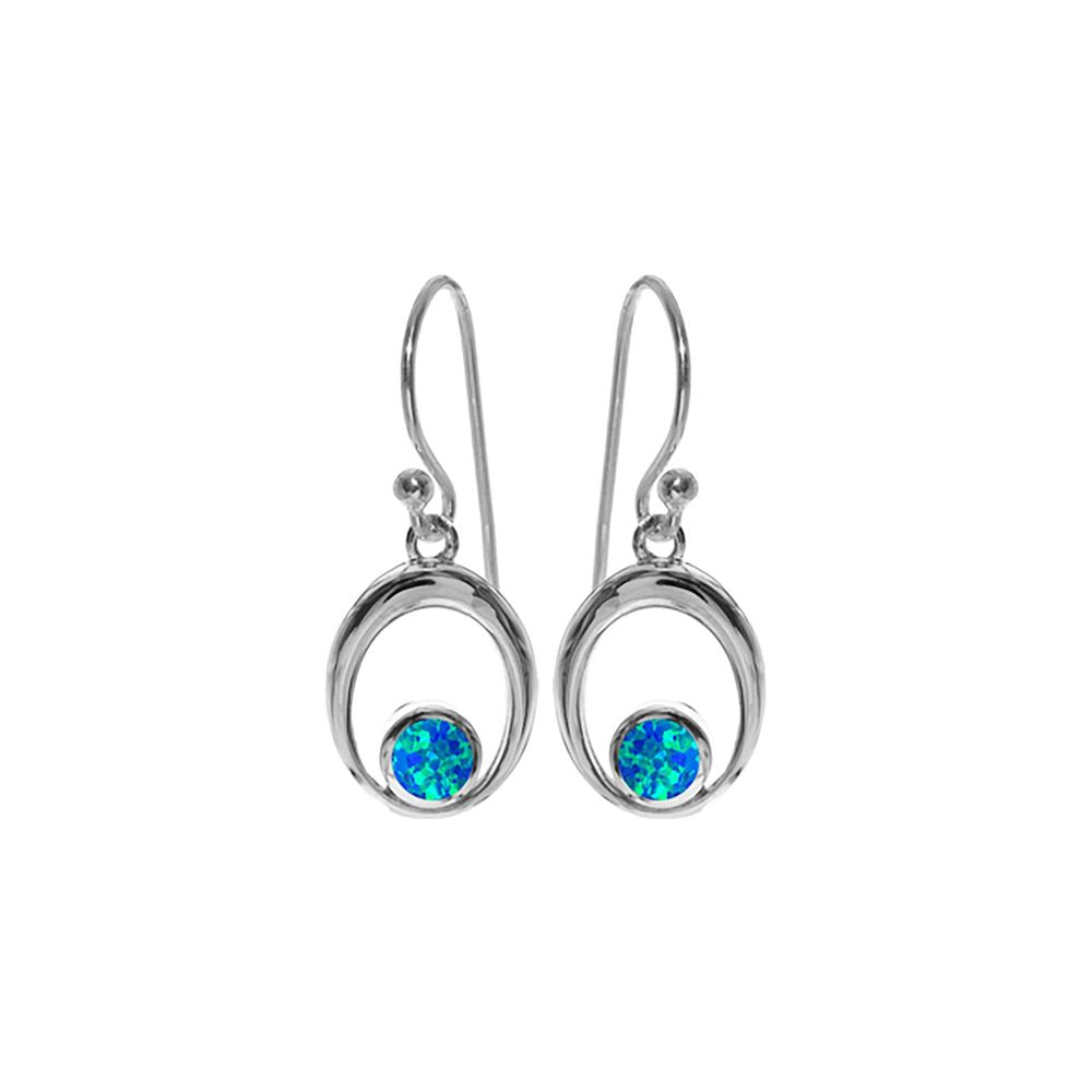 Antoinette cut out oval round blue opalique earrings