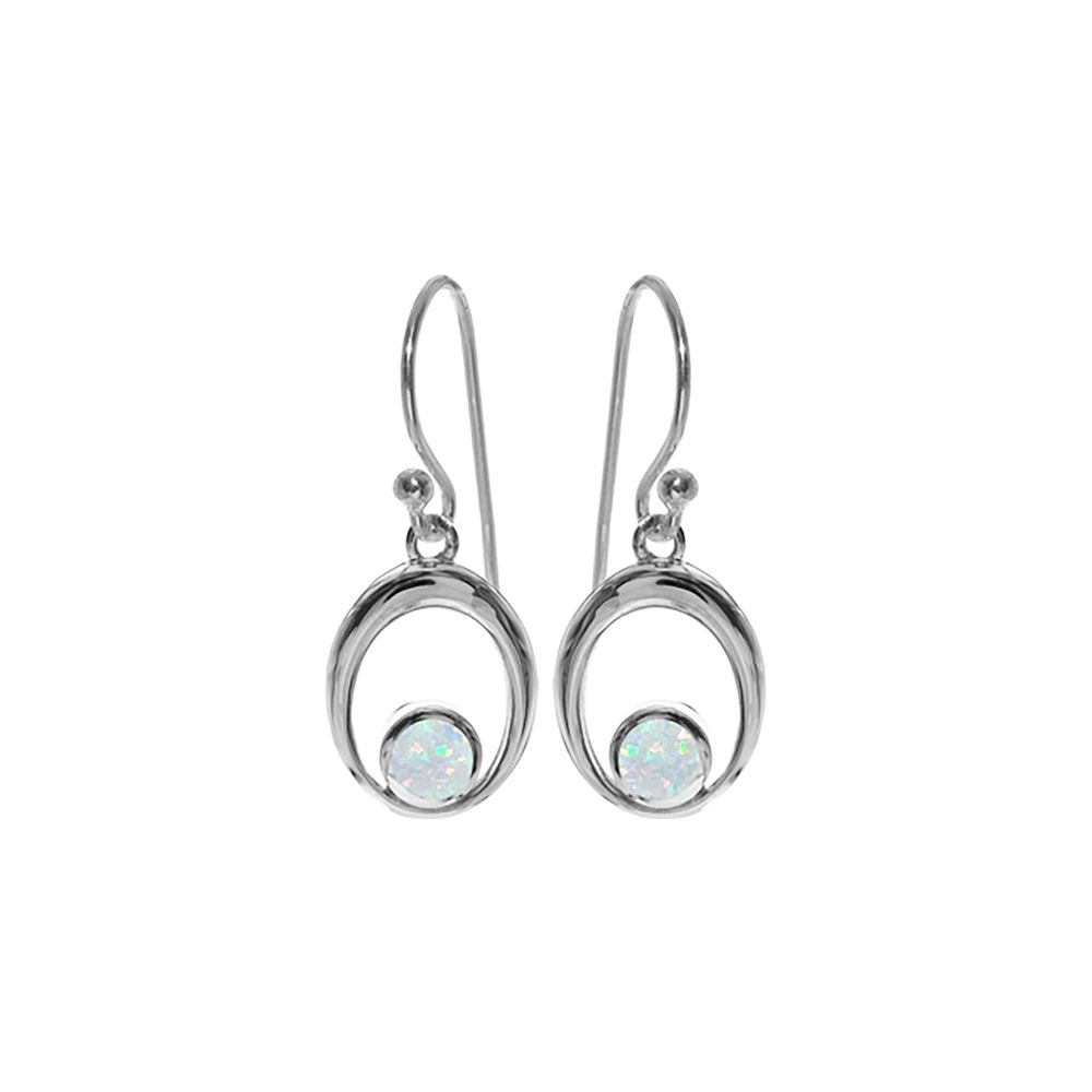 Antoinette cut out oval round white opalique earrings