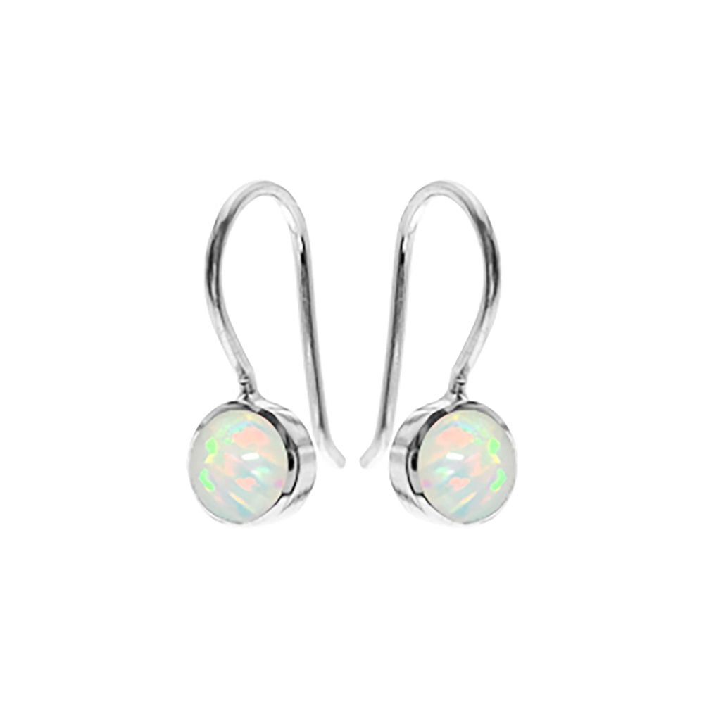 Angelica round fixed wire white opal drops
