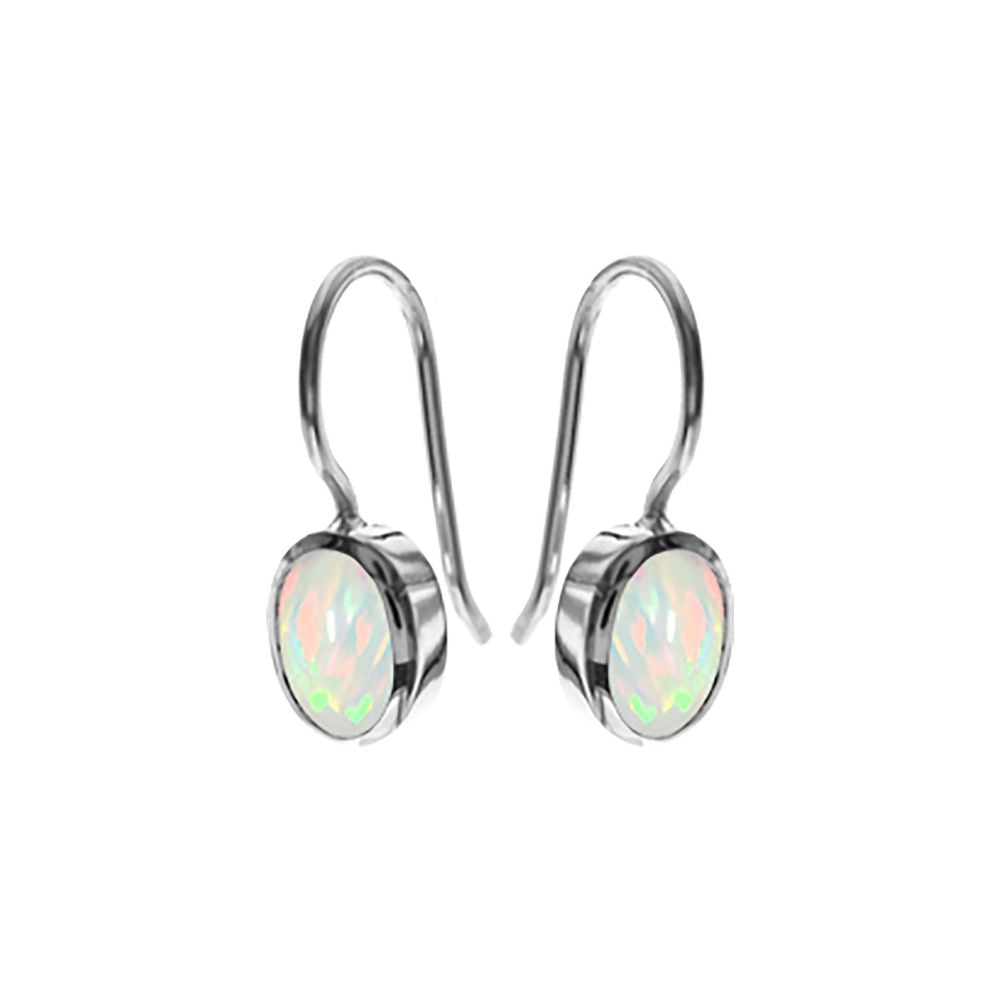 Angelica oval fixed wire white opalique drop earrings