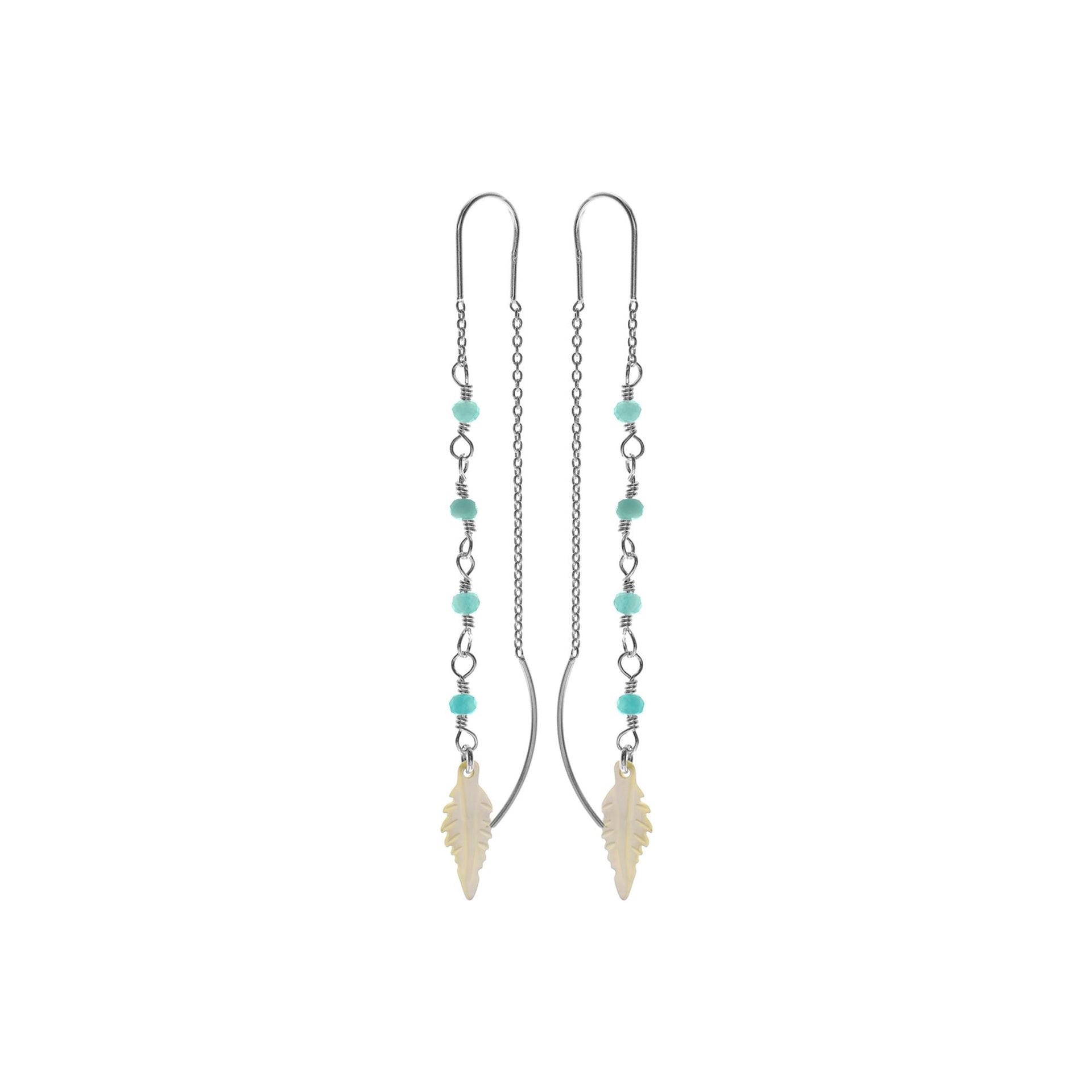 Sophia boho sea leaf pull-through earrings