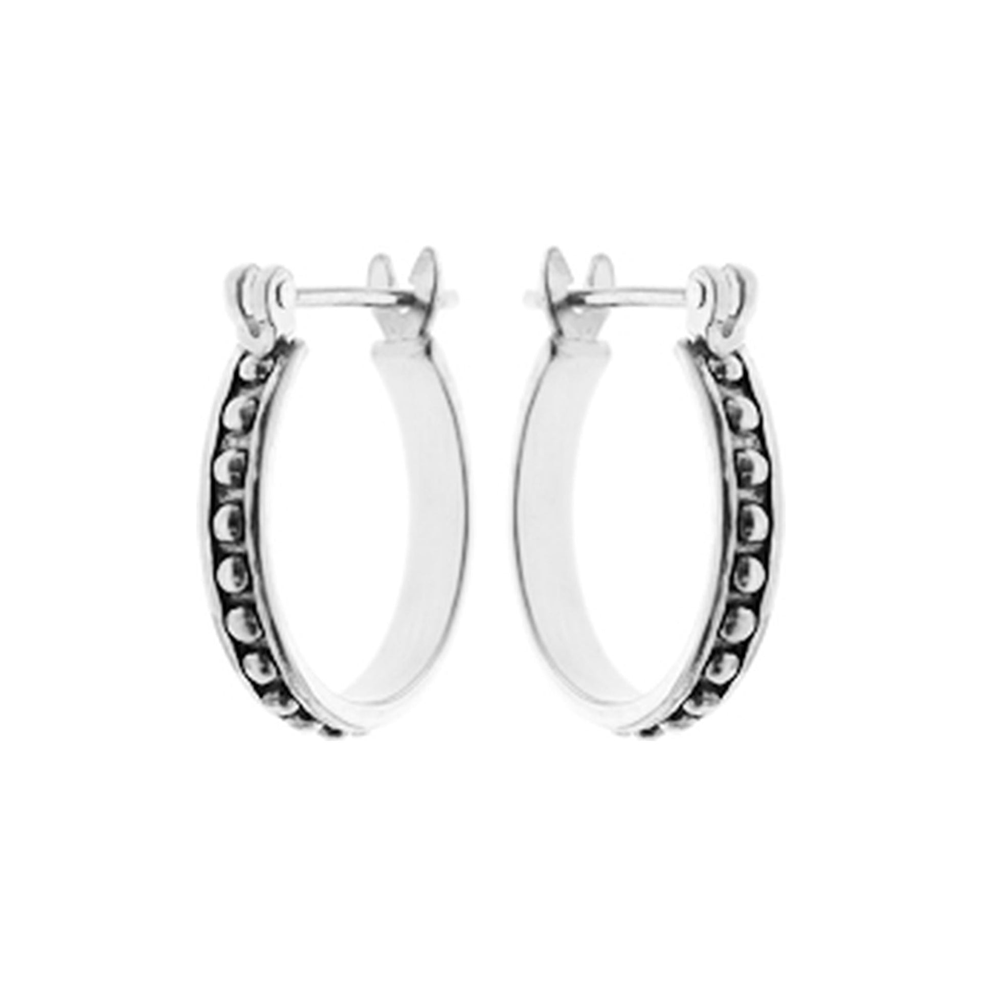 Oxidised studded hinged top hoop earrings