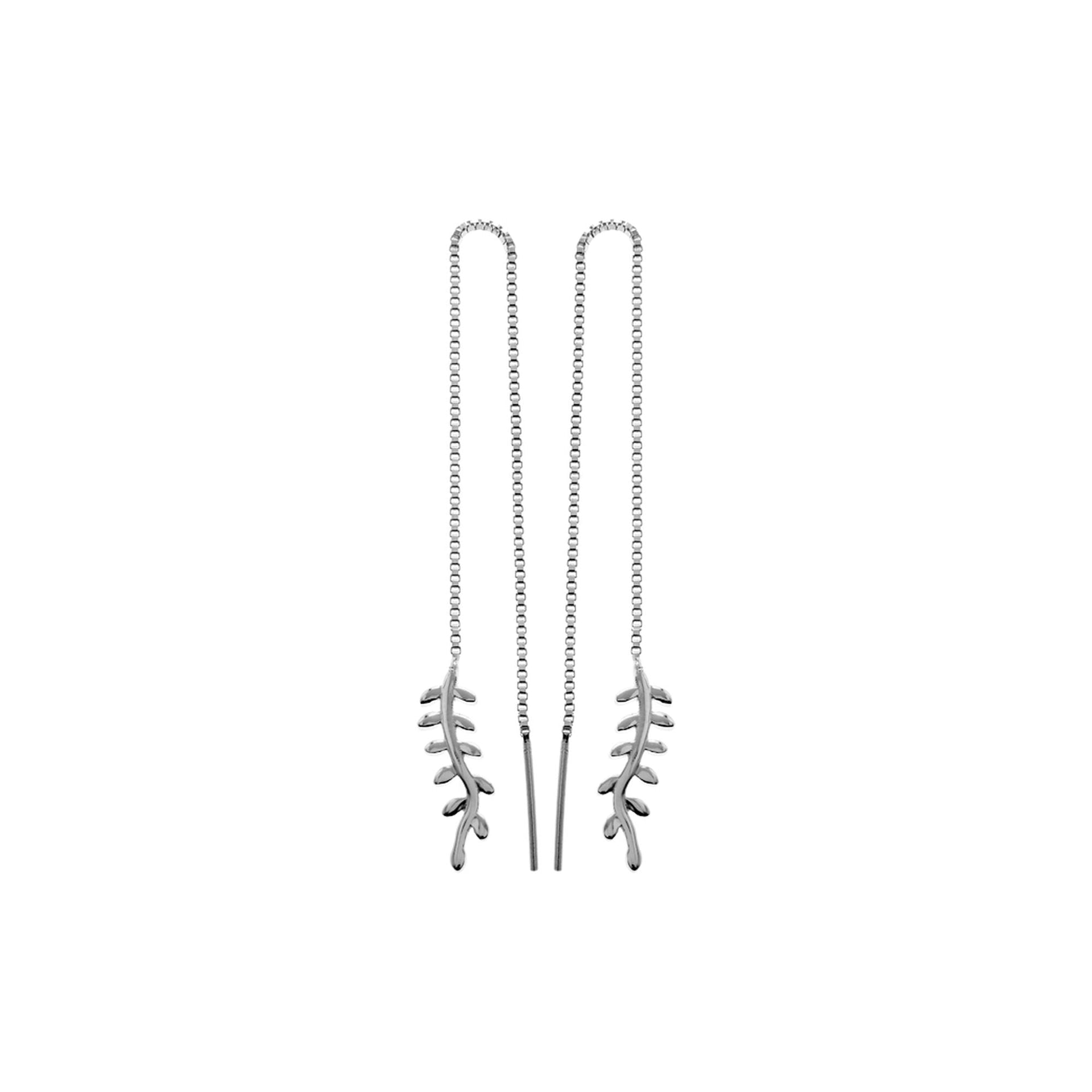 Leaf sprig thread through earrings
