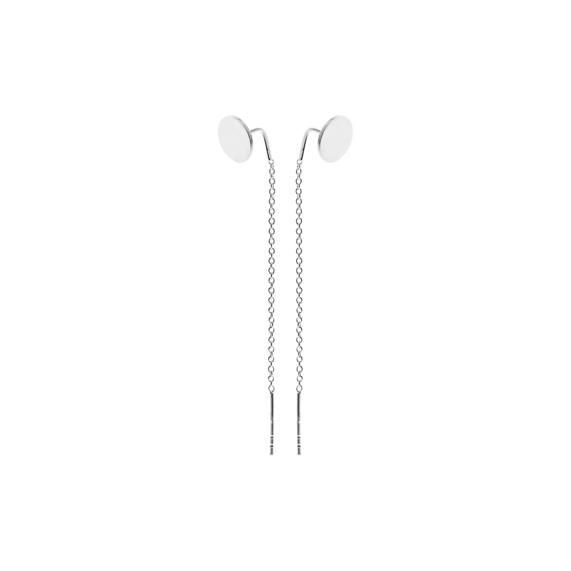 Flat circle front pull through earrings