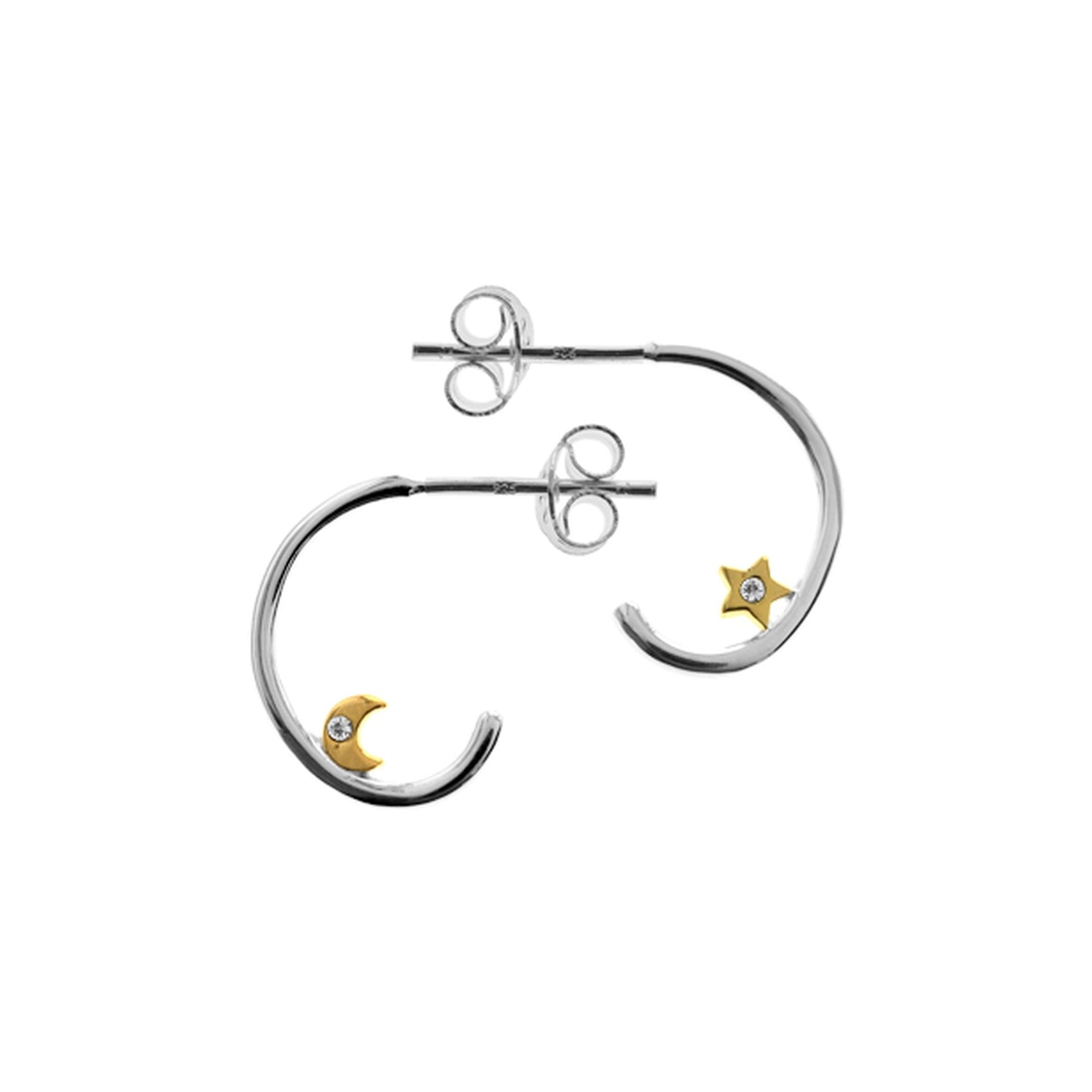 Carla hoops with gold plated star & moon