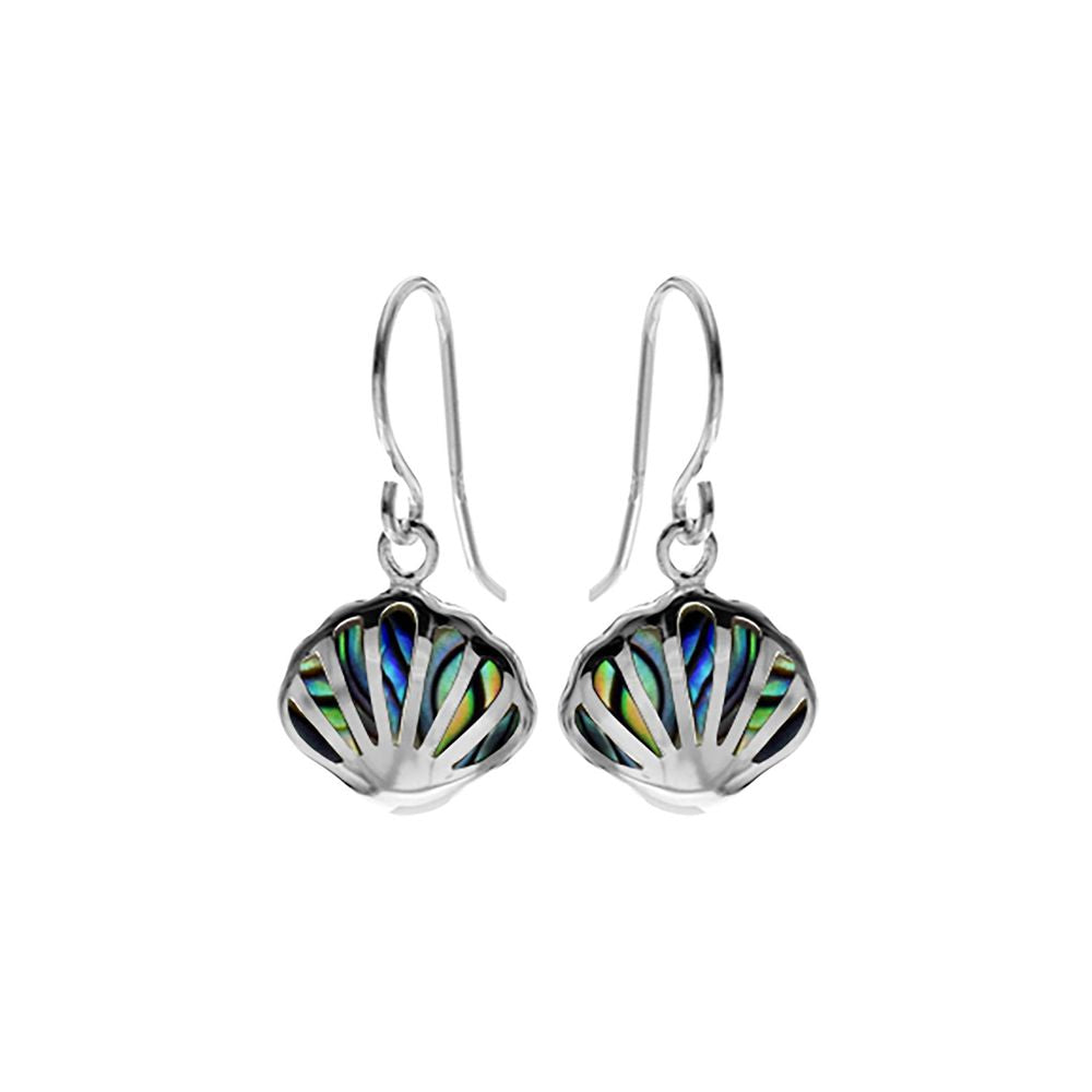 Leona scallop shell earrings with paua shell