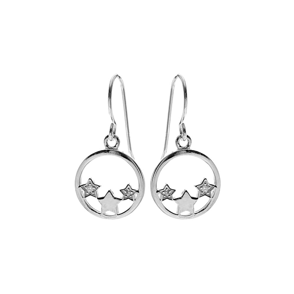 Natalie encircled triple star CZ earrings