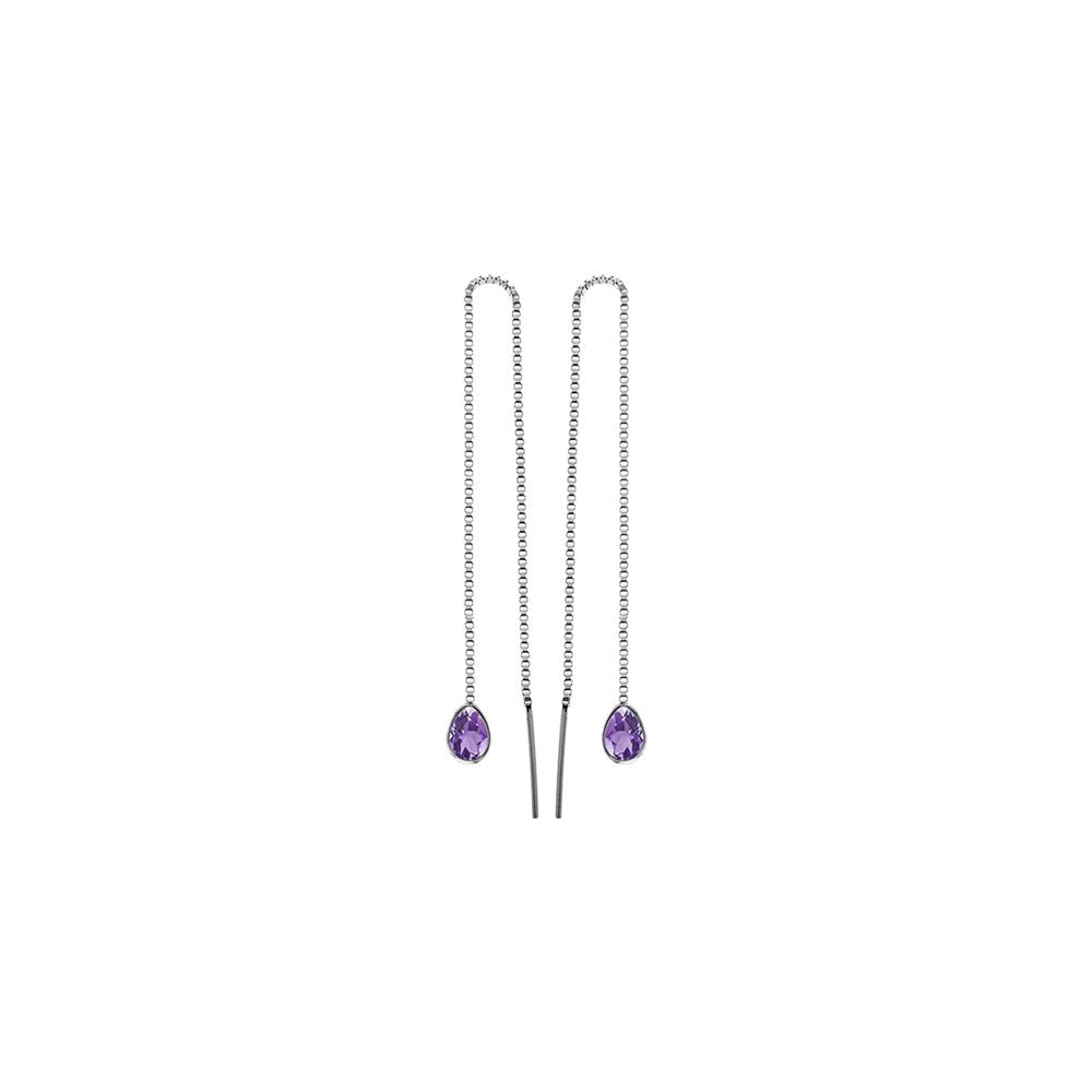 Bridget teardrop faceted amethyst pull through earrings
