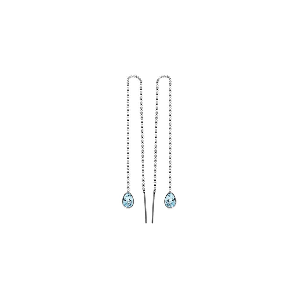 Bridget teardrop faceted blue topaz pull through earrings