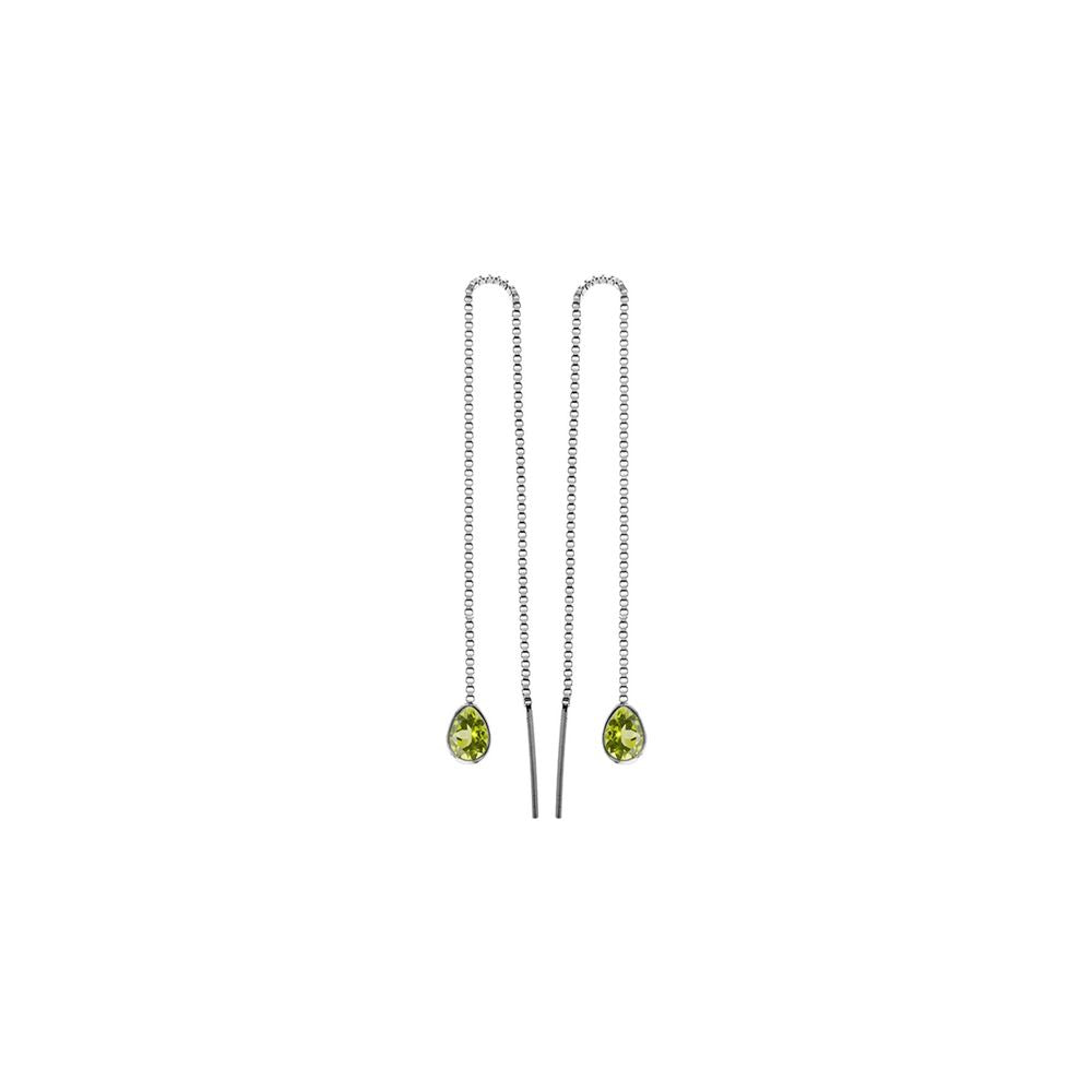 Bridget teardrop faceted peridot pull through earrings
