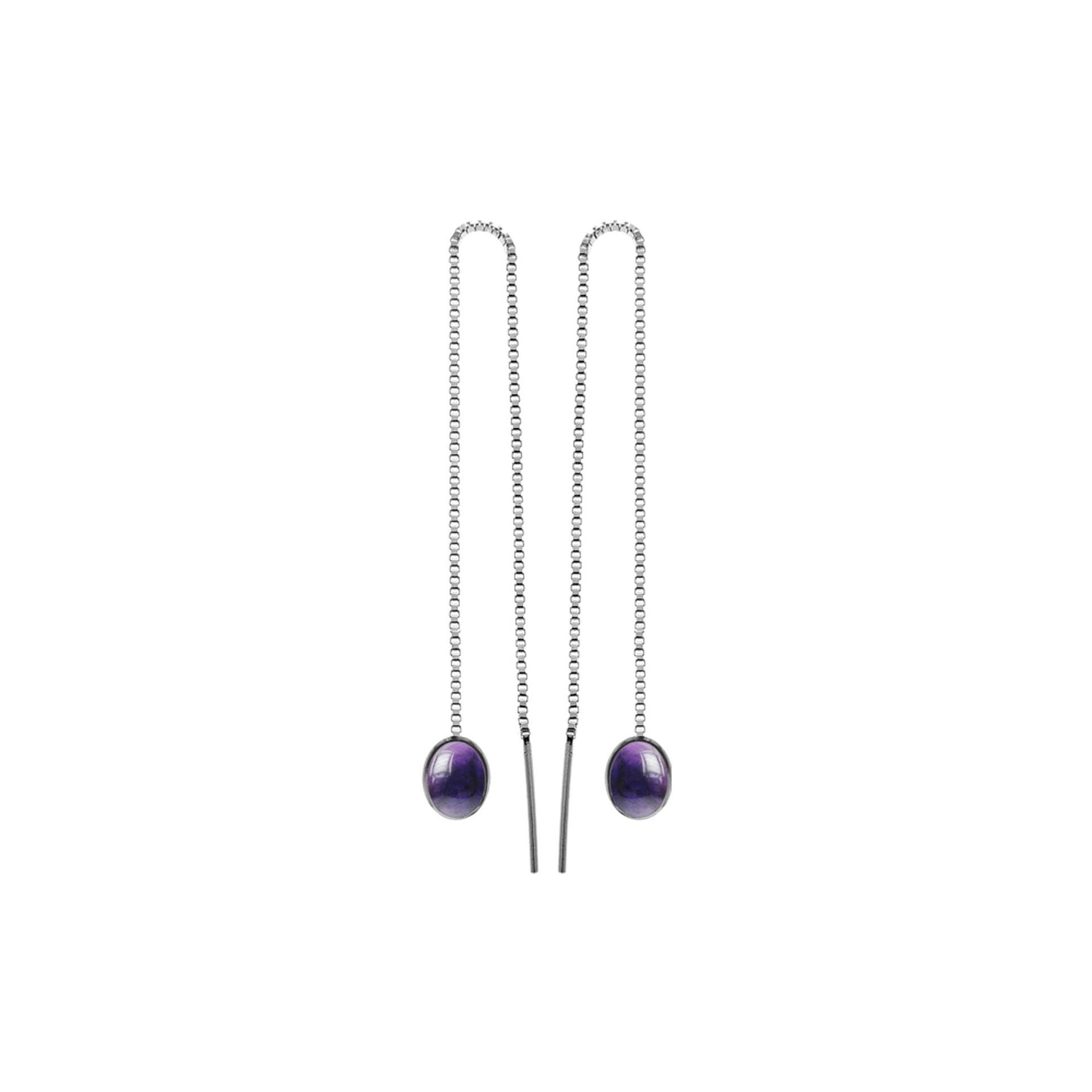 Bridget oval amethyst pull through earrings