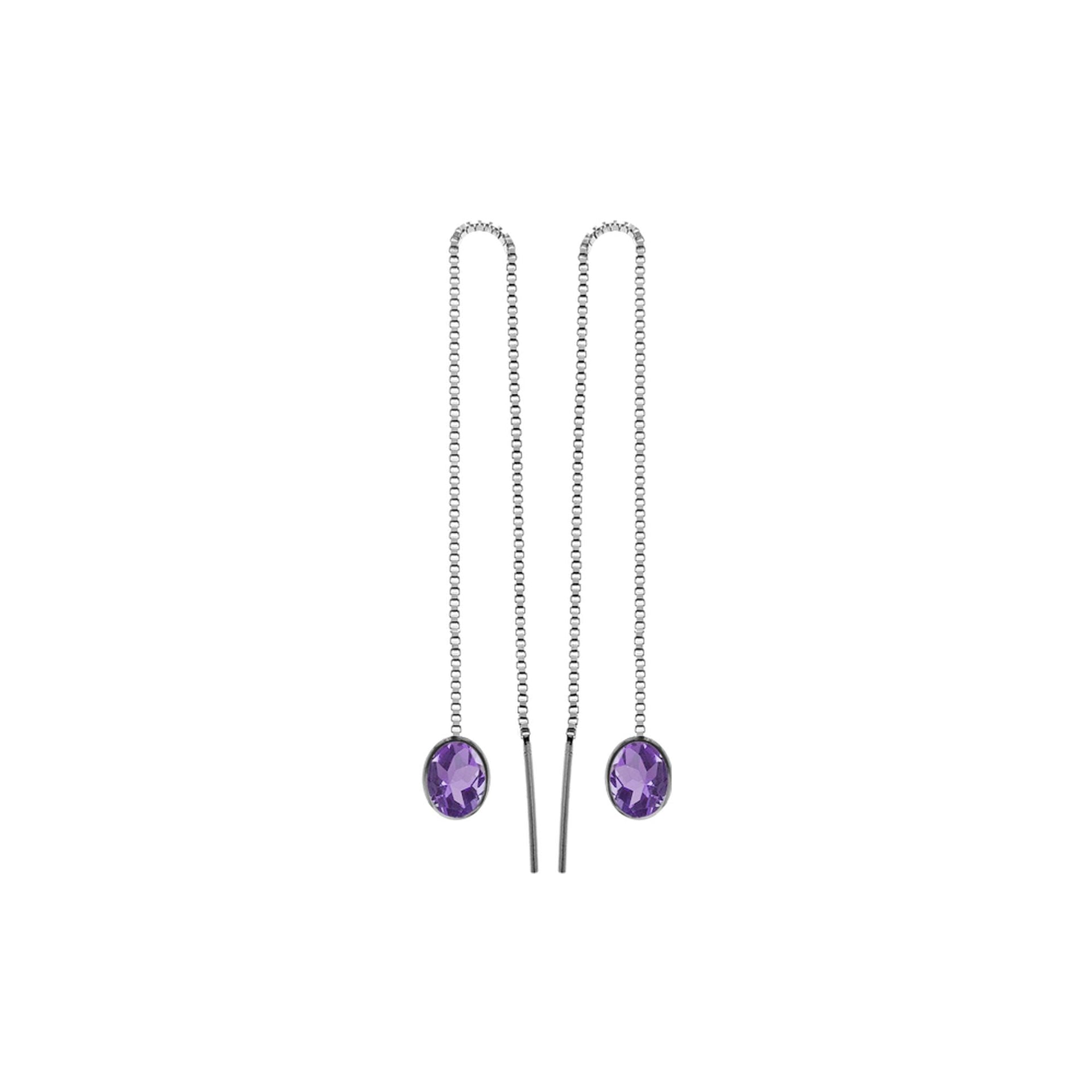 Bridget oval amethyst faceted pull through earrings