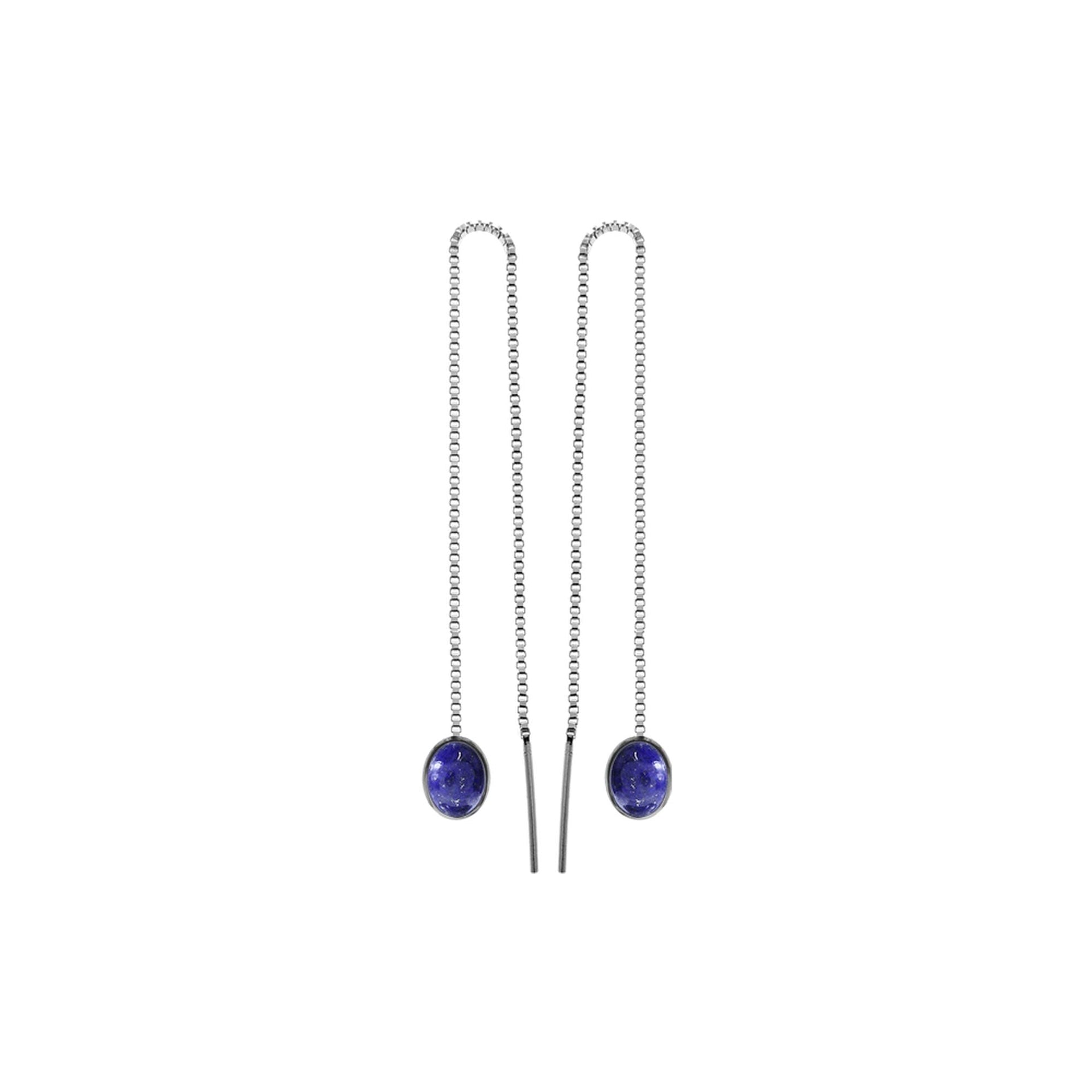 Bridget oval lapis pull through earrings