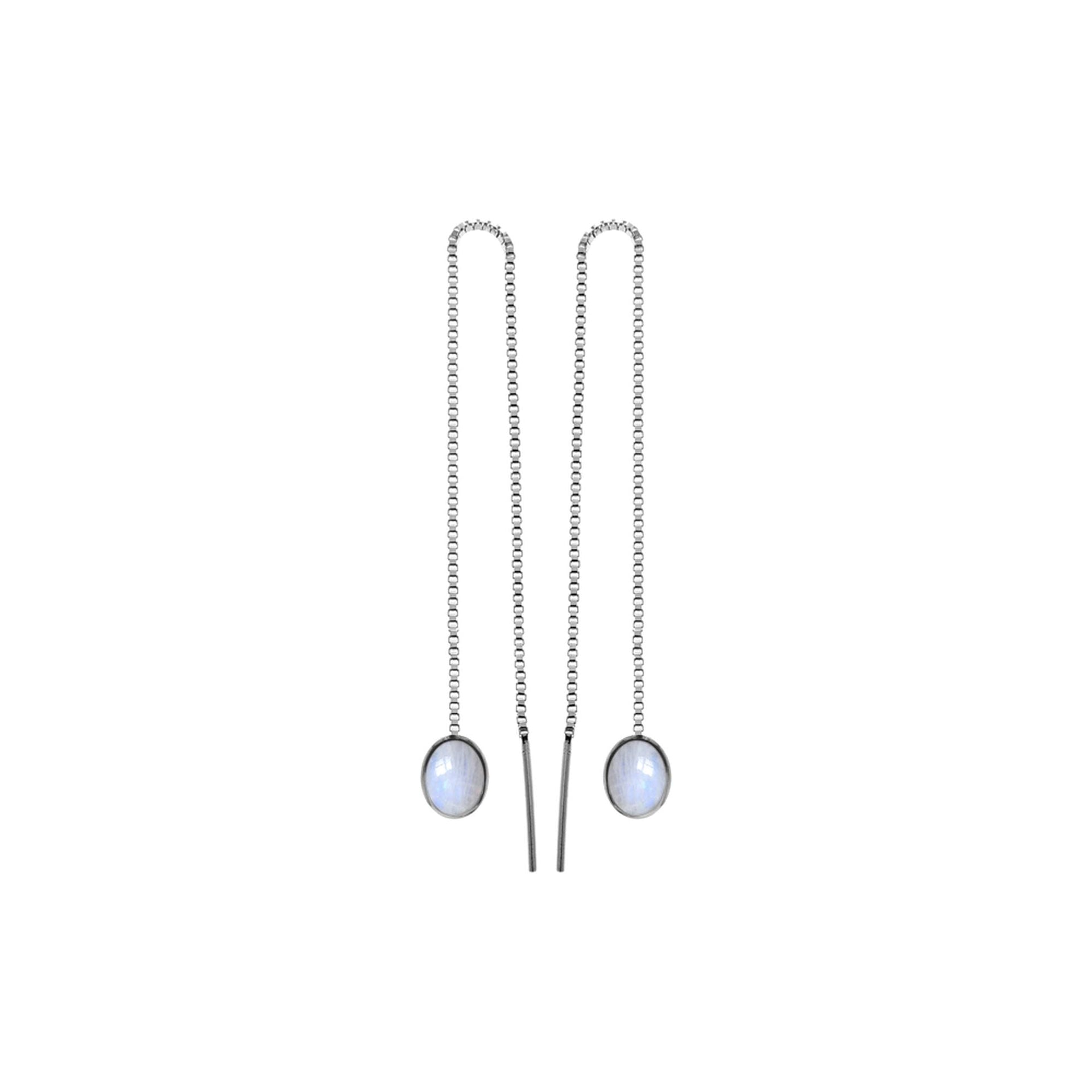 Bridget oval rainbow moonstone pull through earrings