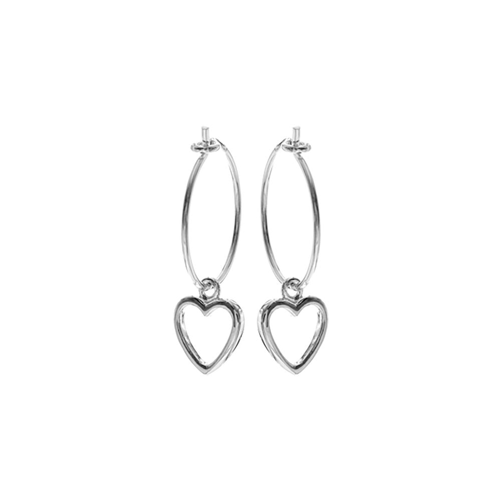 Lily latched wire hoop open heart charm