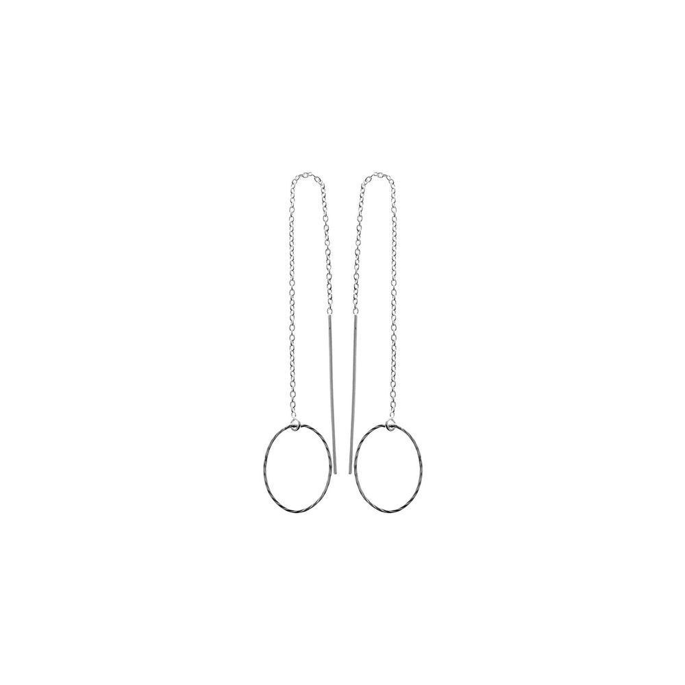 Iona diamond-cut open oval pull-through earrings