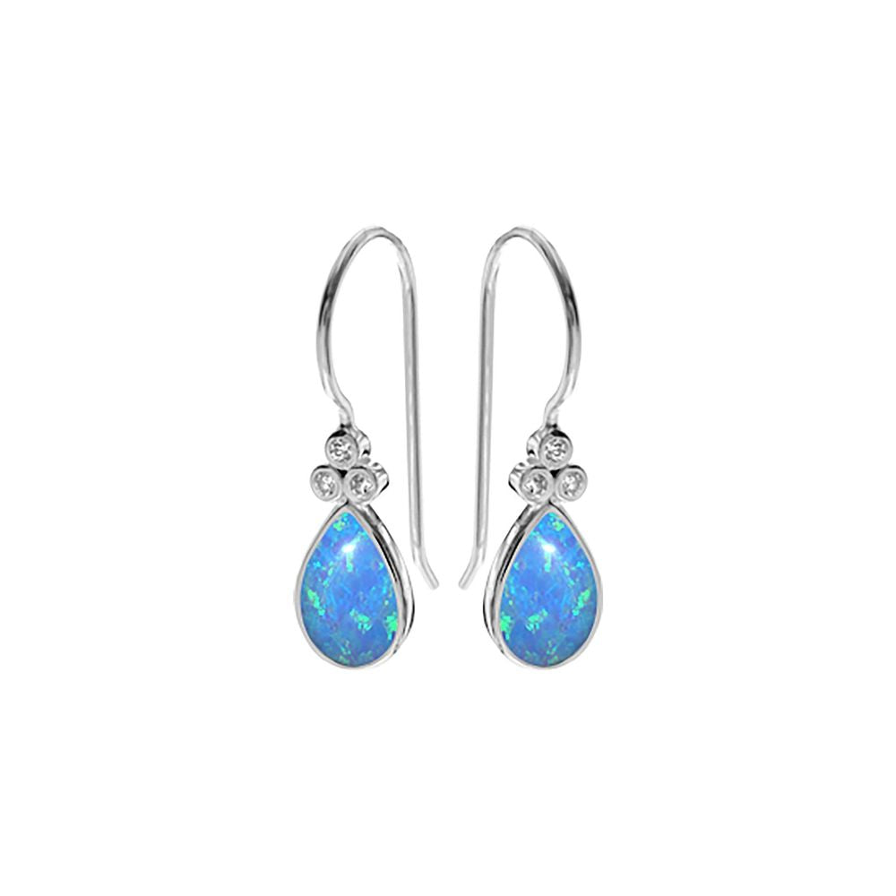 Alexis blue opal teardrop hook earrings