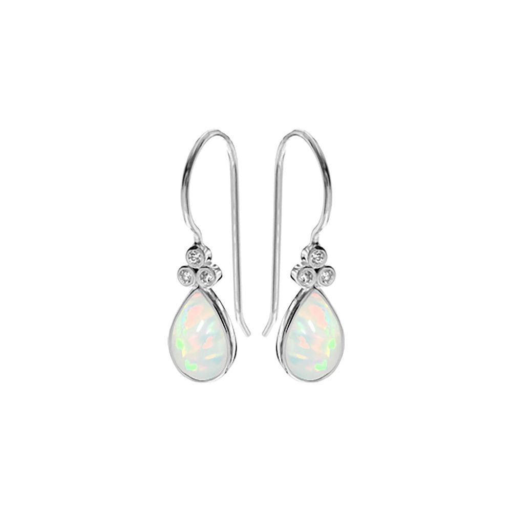 Alexis white opal teardrop hook earrings