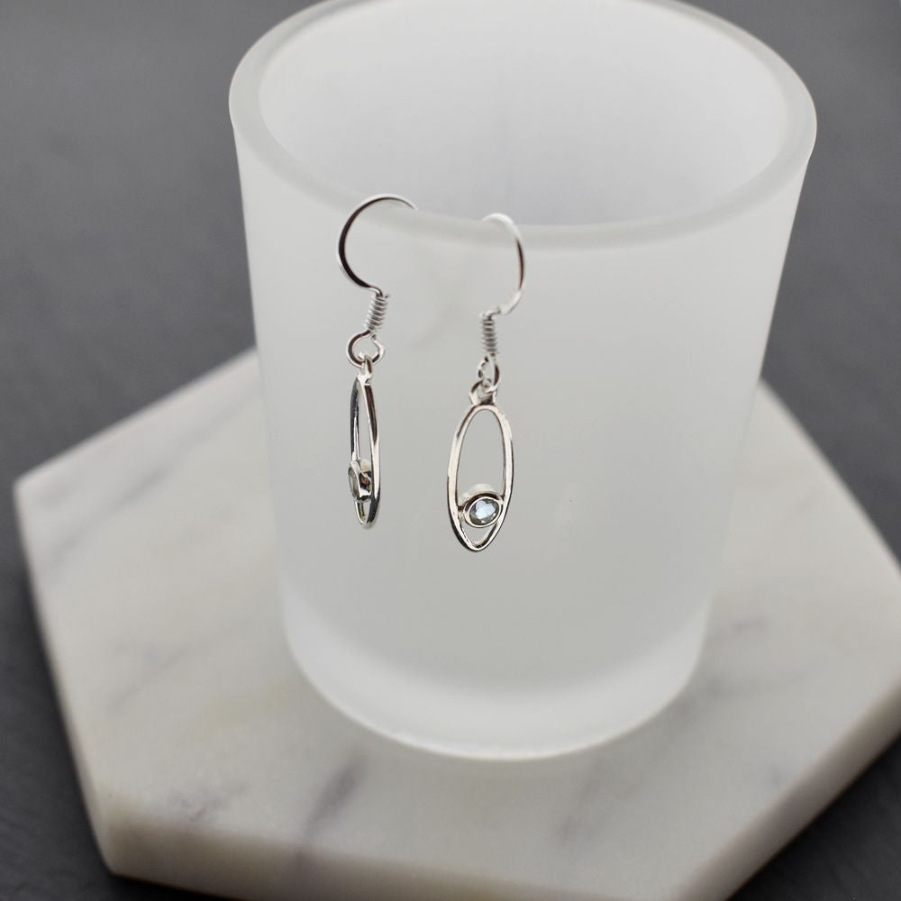 Ivy ellipse faceted blue topaz earrings