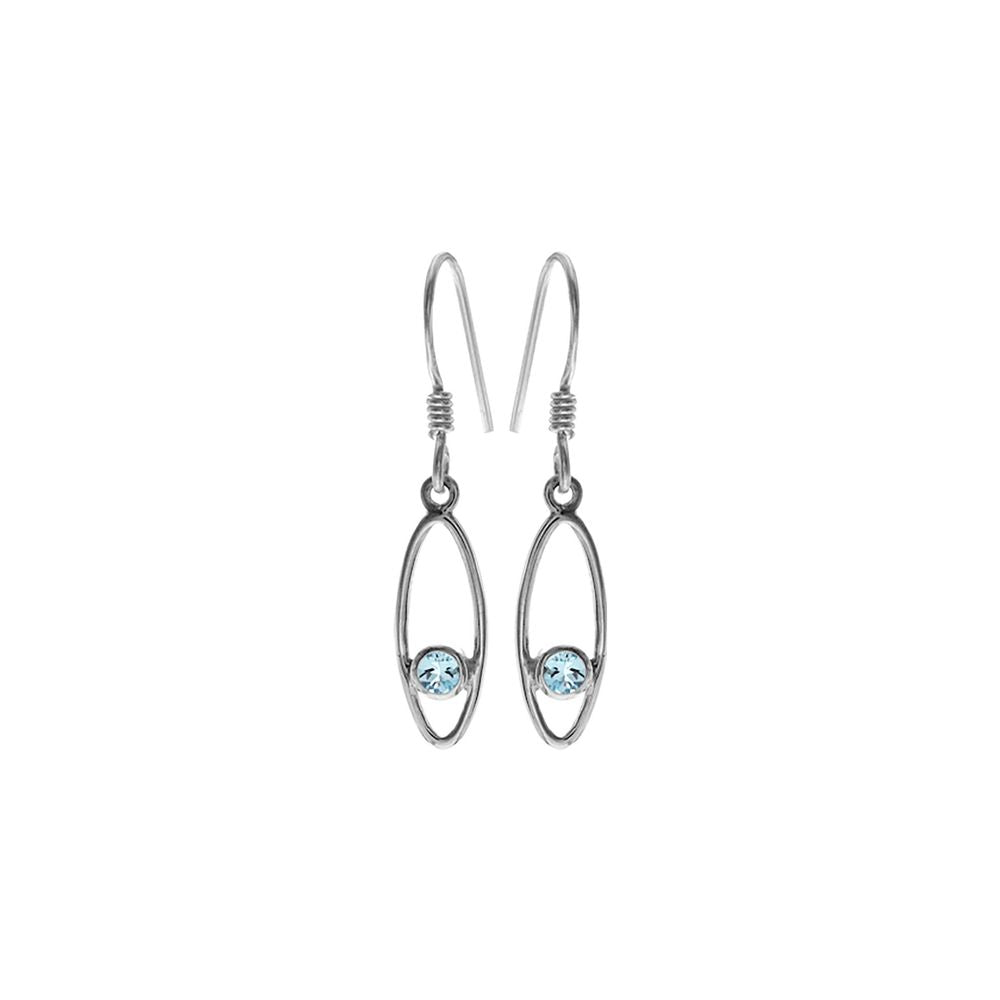 Ivy ellipse faceted blue topaz earrings
