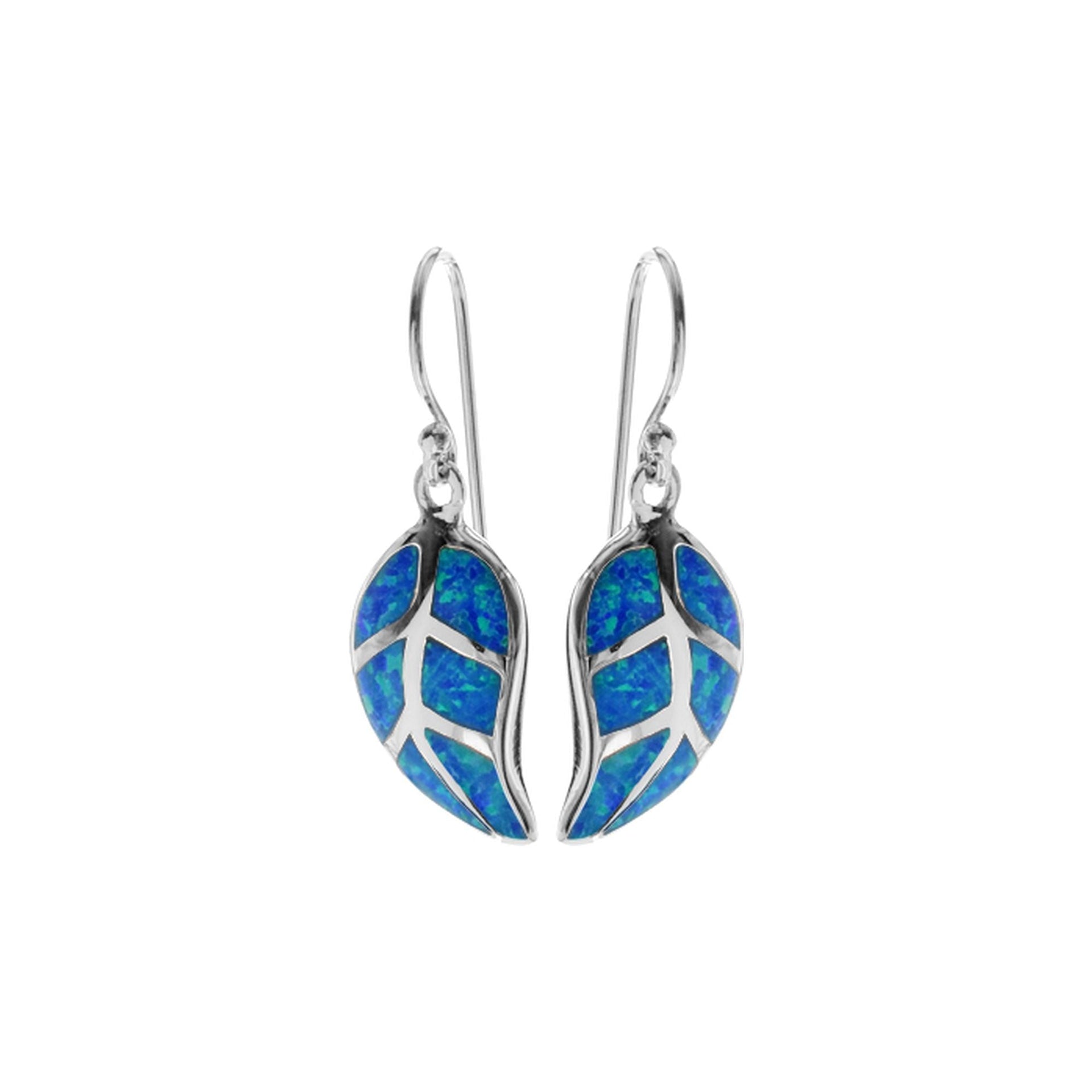 Angelica blue opalique leaf design earrings
