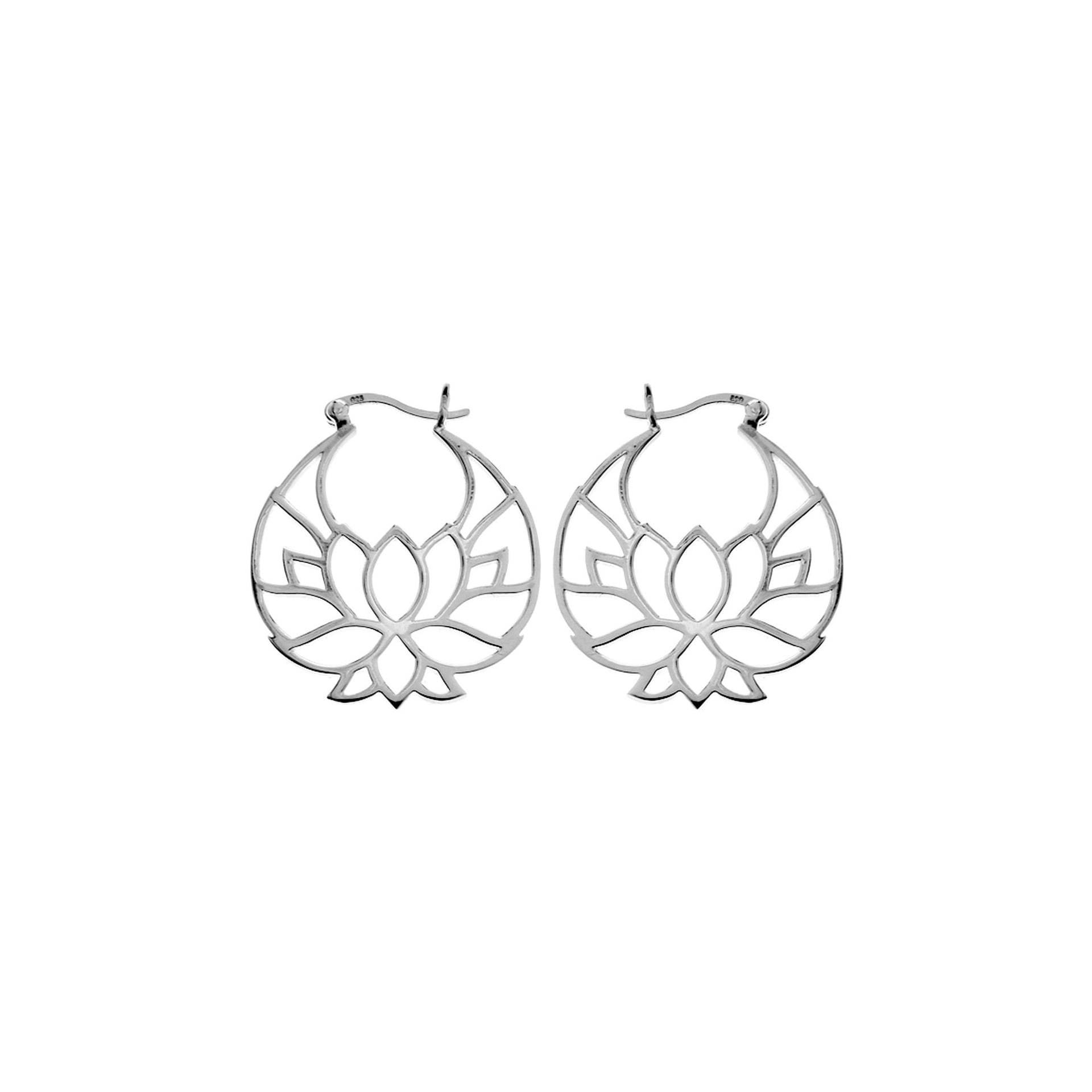 Matilda silhouette lotus flower hoop earrings