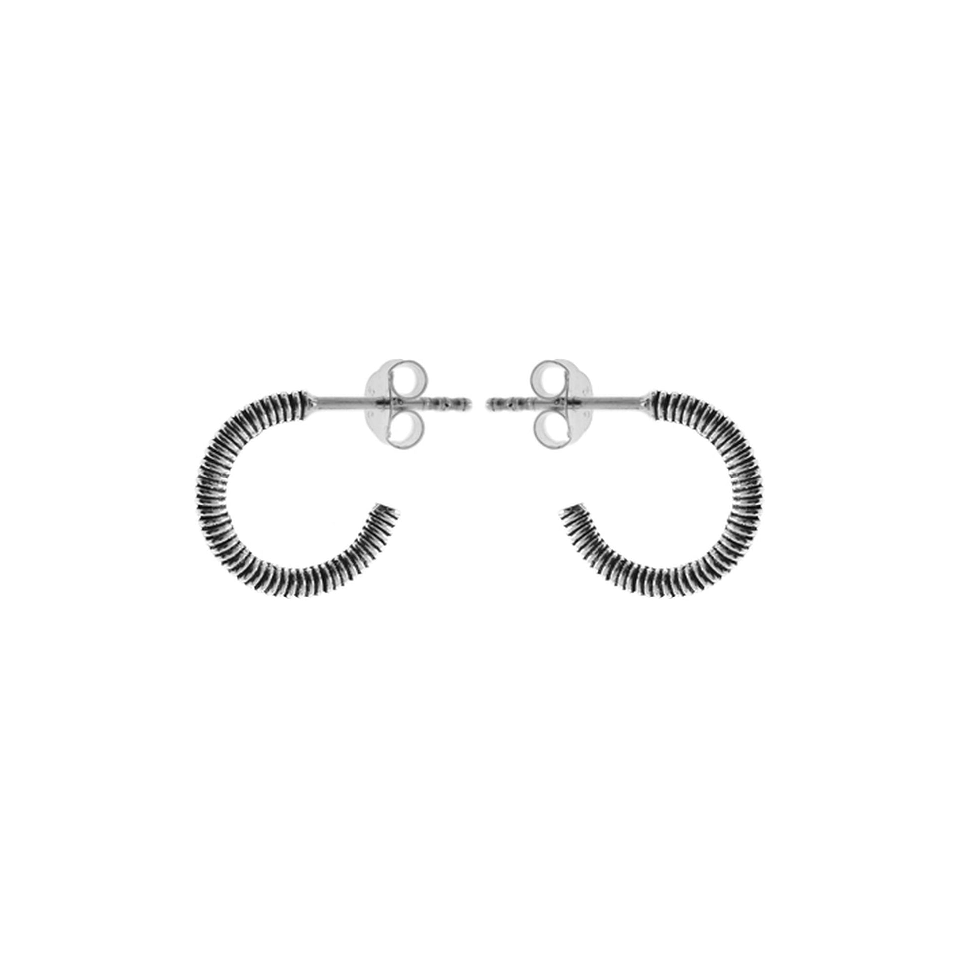Bria ridged oxidised stud topped hoop earrings