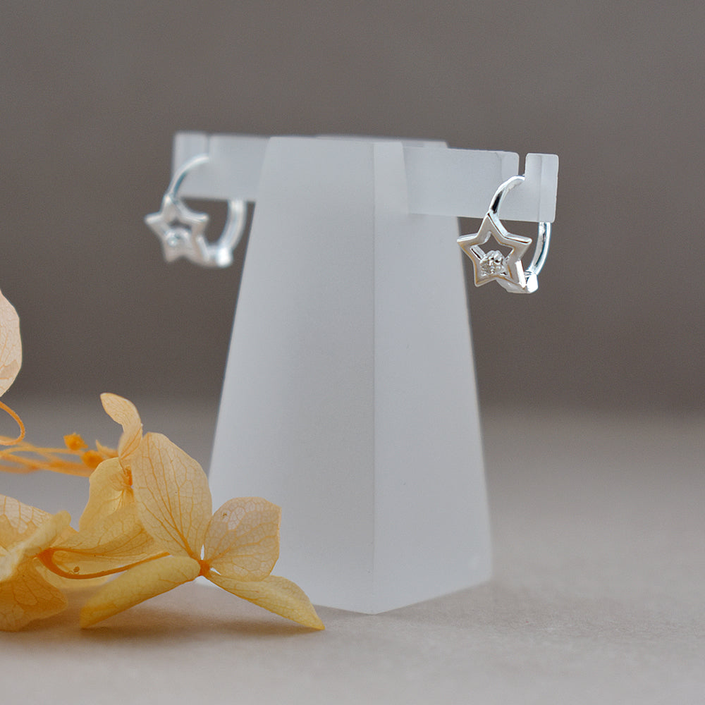 Natalie star hoops with cubic zirconia