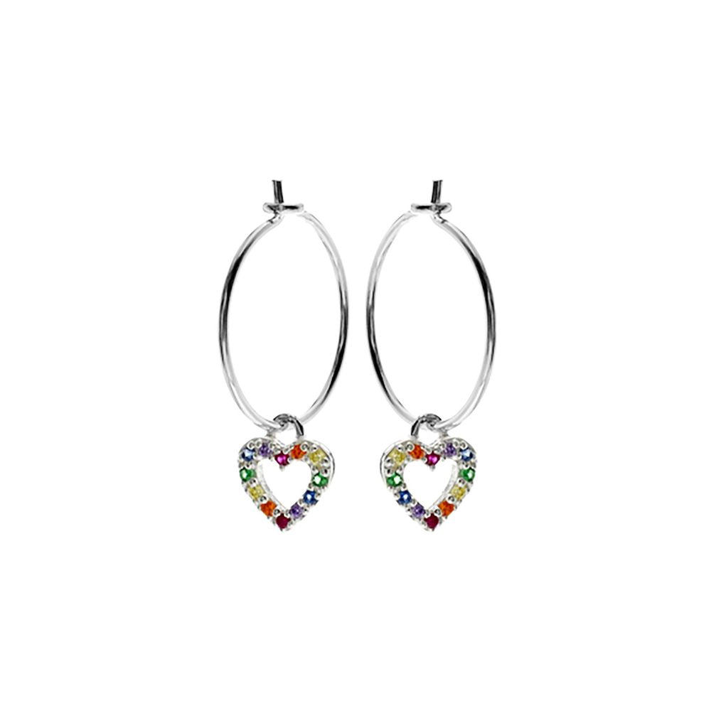 Callista hoops rainbow CZ heart charm