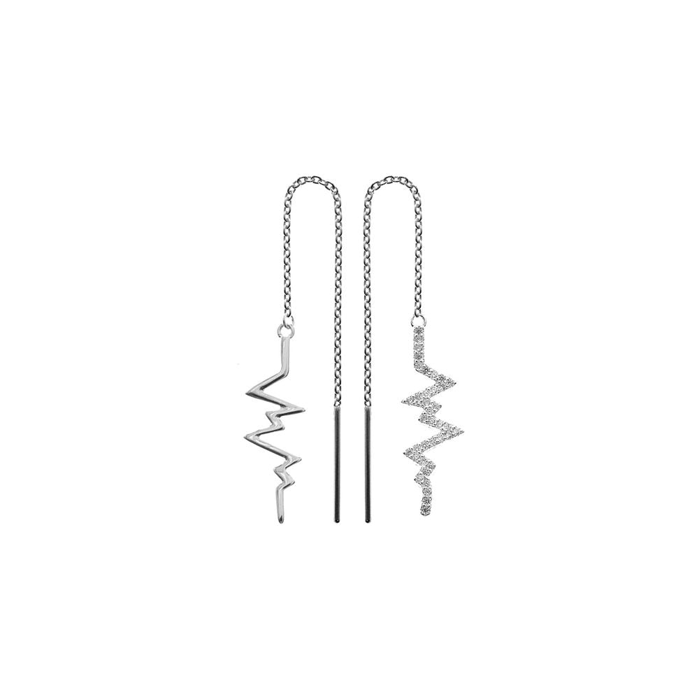 Cecilia heartbeat CZ pull-through earrings
