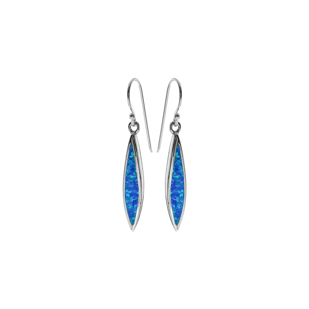 Diana narrow marquis blue opalique earrings