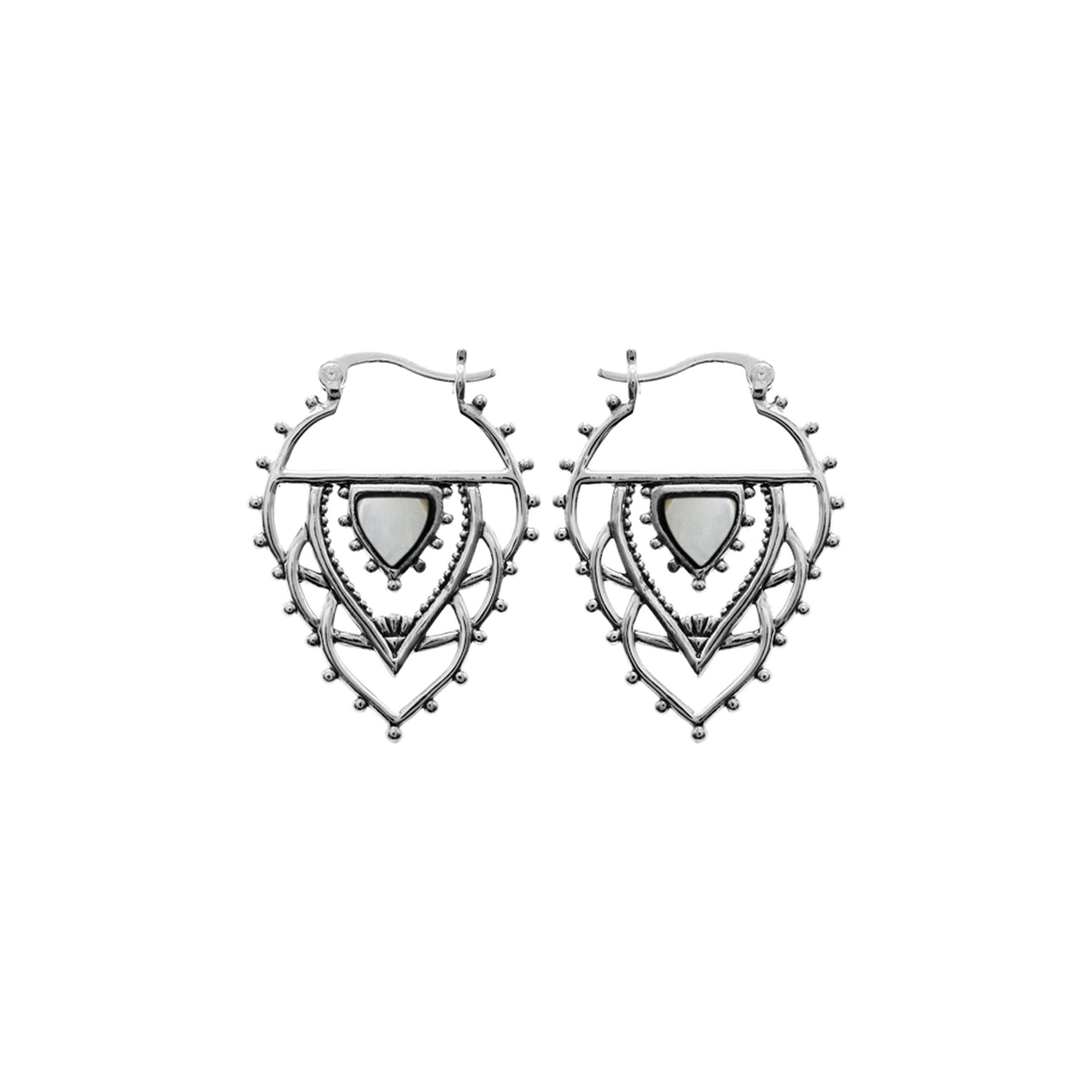 Zora art nouveau style earrings with mother of pearl
