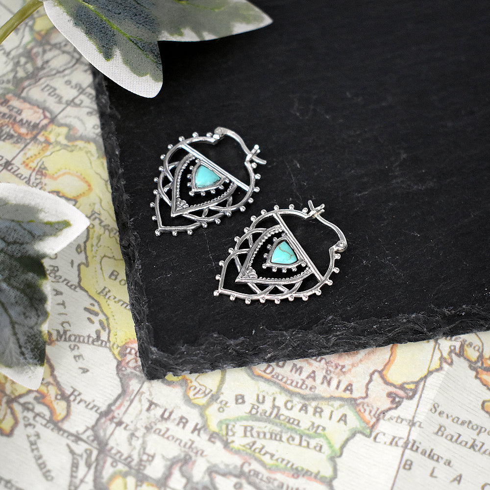 Zora art nouveau style earrings with turquoise