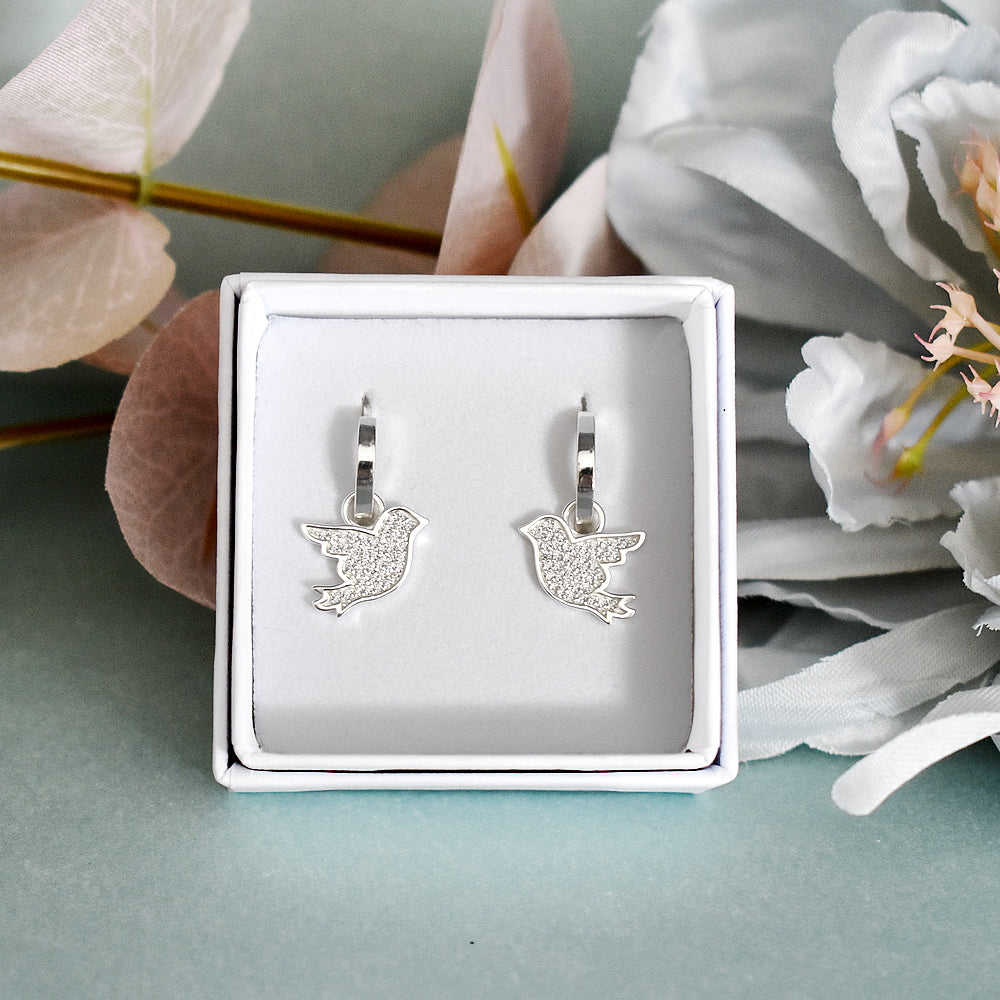 Alianna sleeper earrings with bird charm