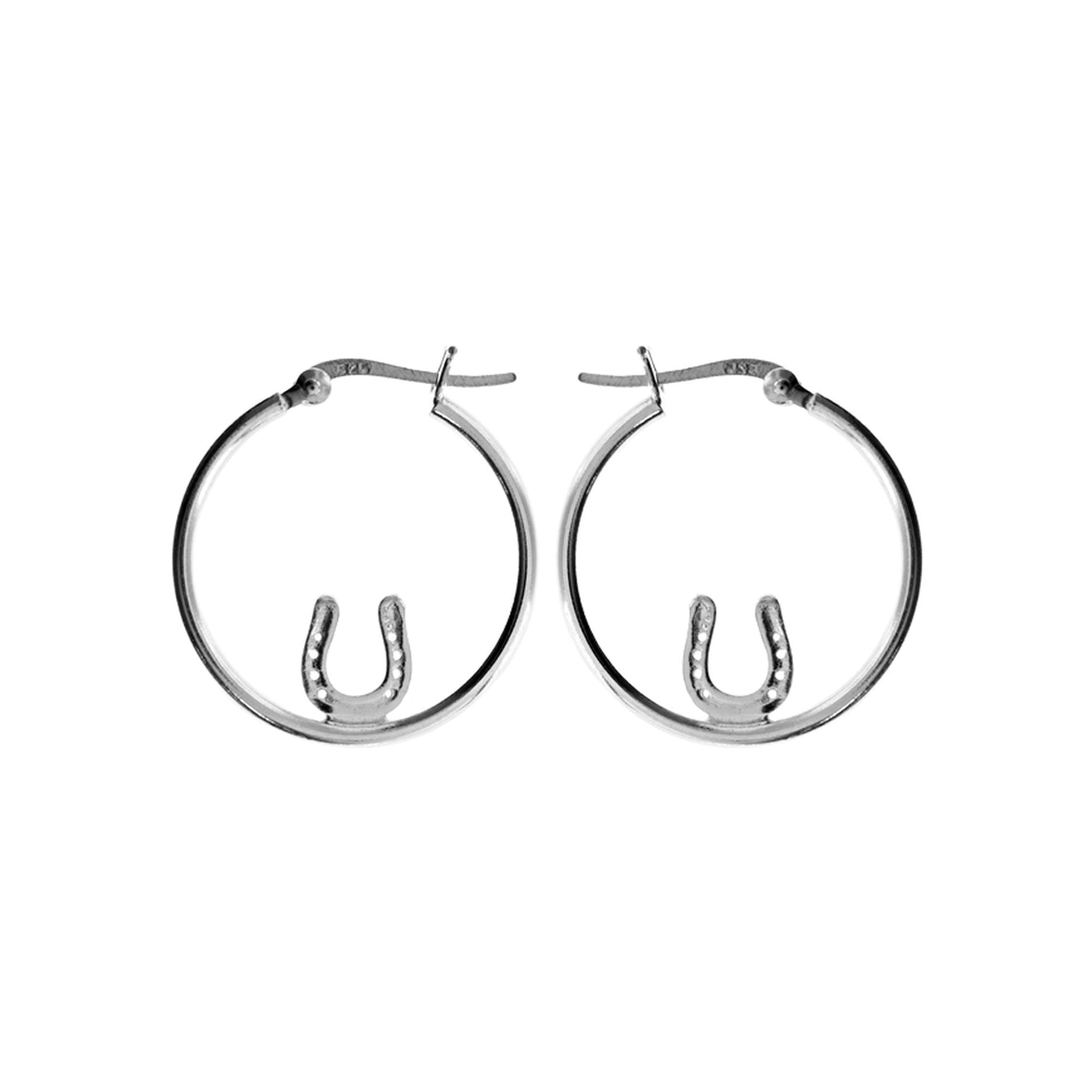 Hoop earrings with lucky horseshoe
