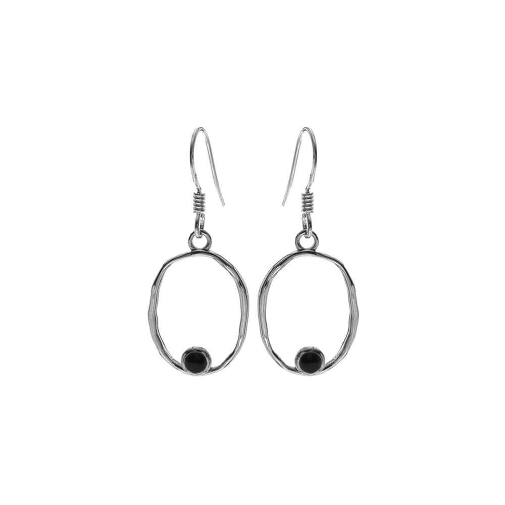 Lexi hammered oval framed black onyx