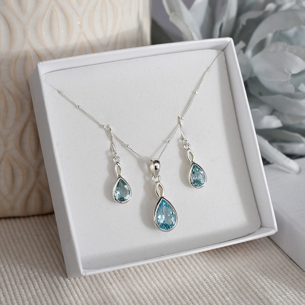 Samira teardrop blue topaz earrings