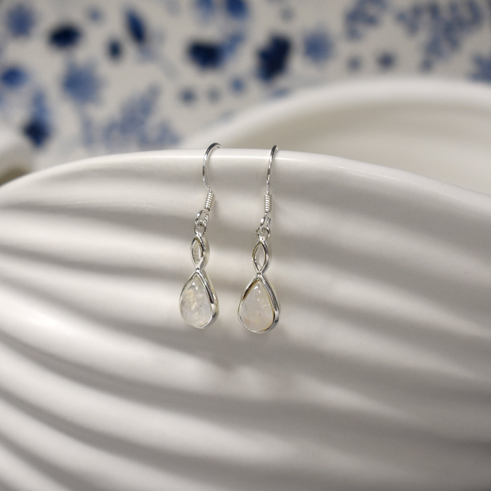 Samira teardrop rainbow moonstone earrings