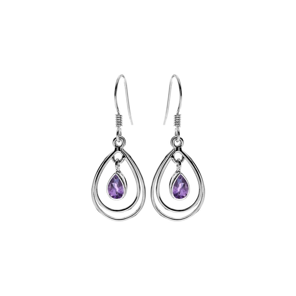 Ivy double teardrop faceted amethyst earrings